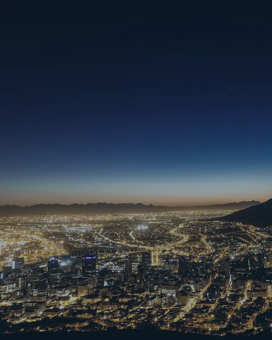 Cape Town city lights at night from Signal Hill