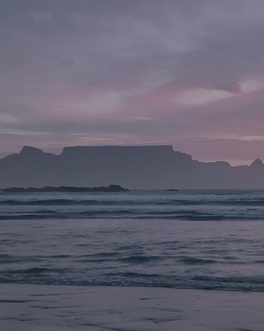 Table Mountain across the bay at sunset